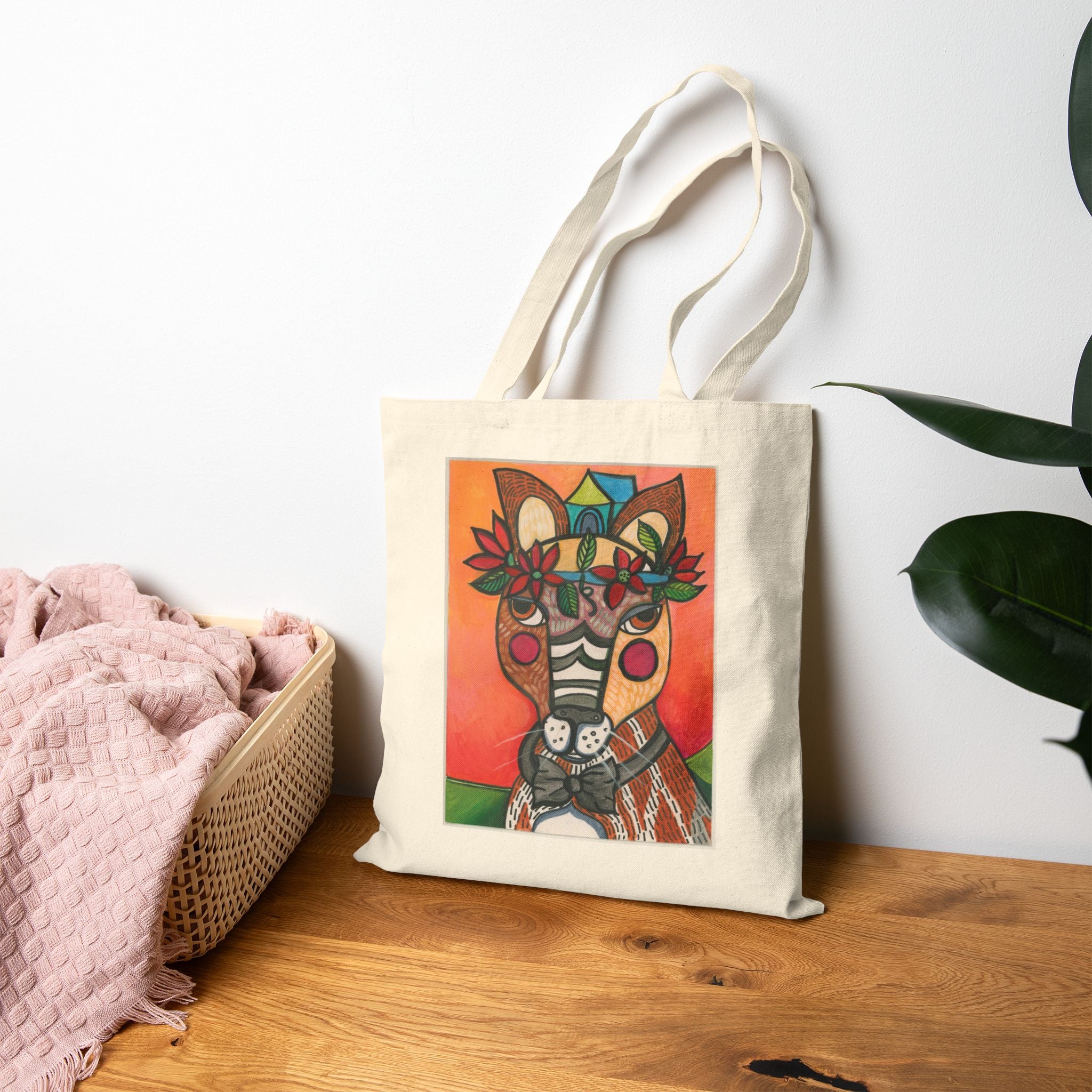 Striped Cat Tote Bag