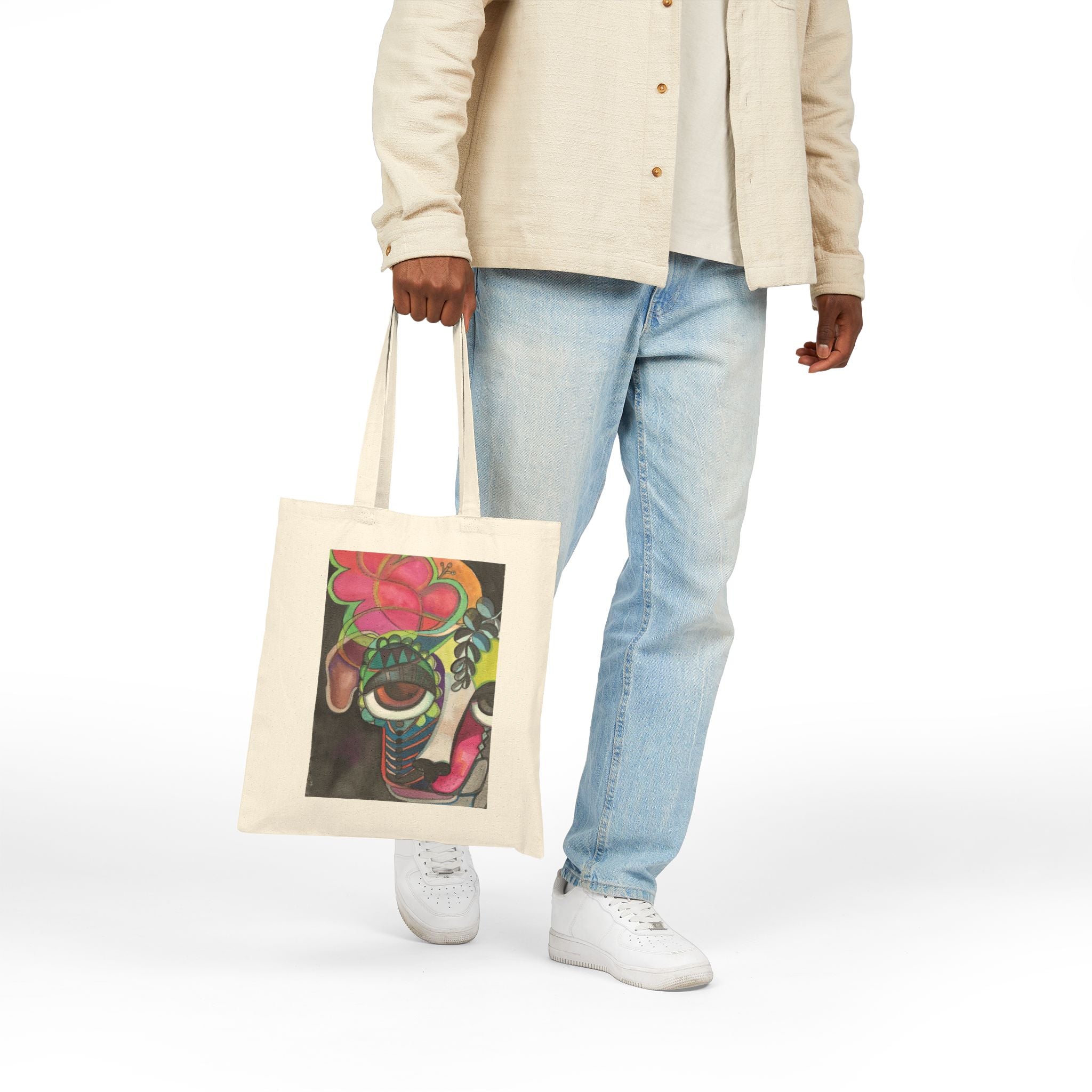 Dog with Flowers Tote Bag