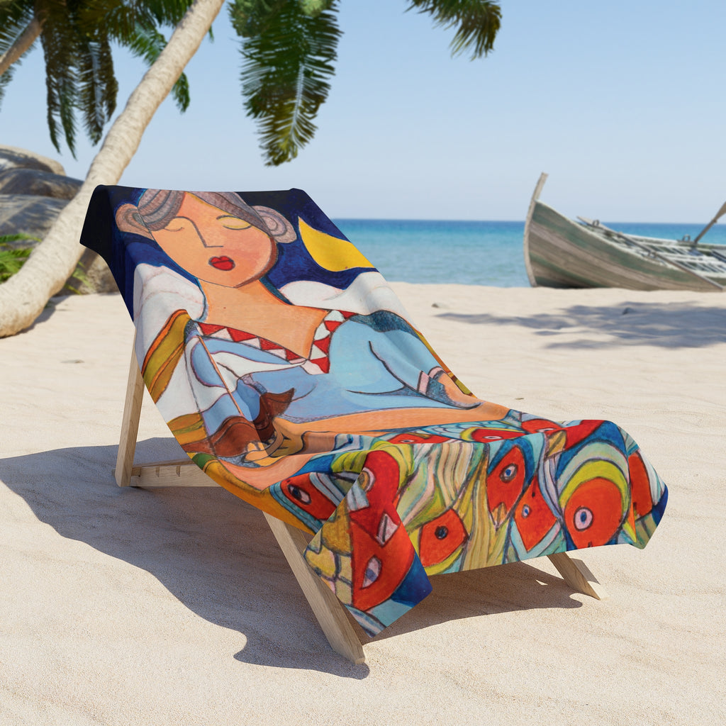 Fisher Woman Beach Towel