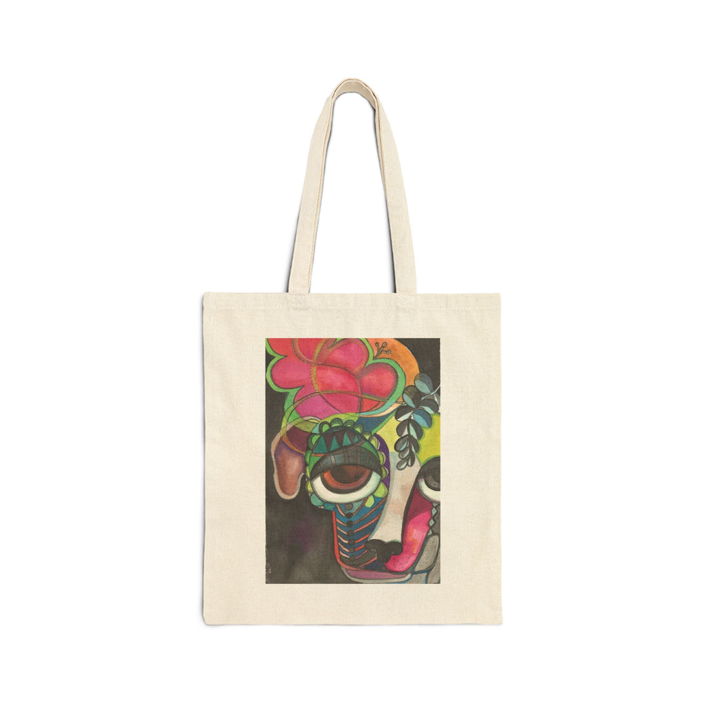 Dog with Flowers Tote Bag
