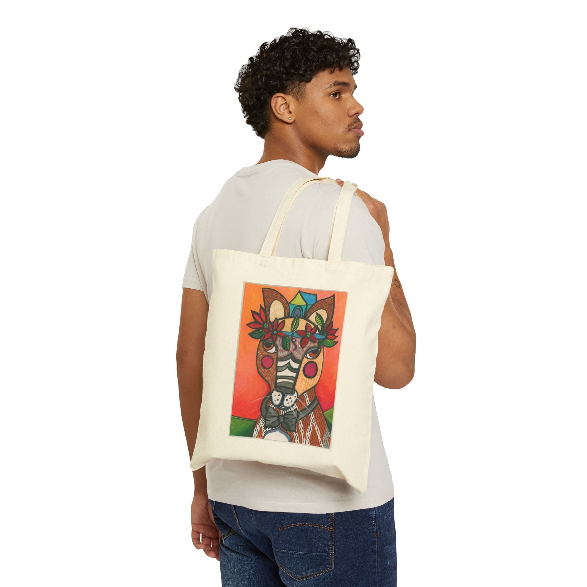 Striped Cat Tote Bag