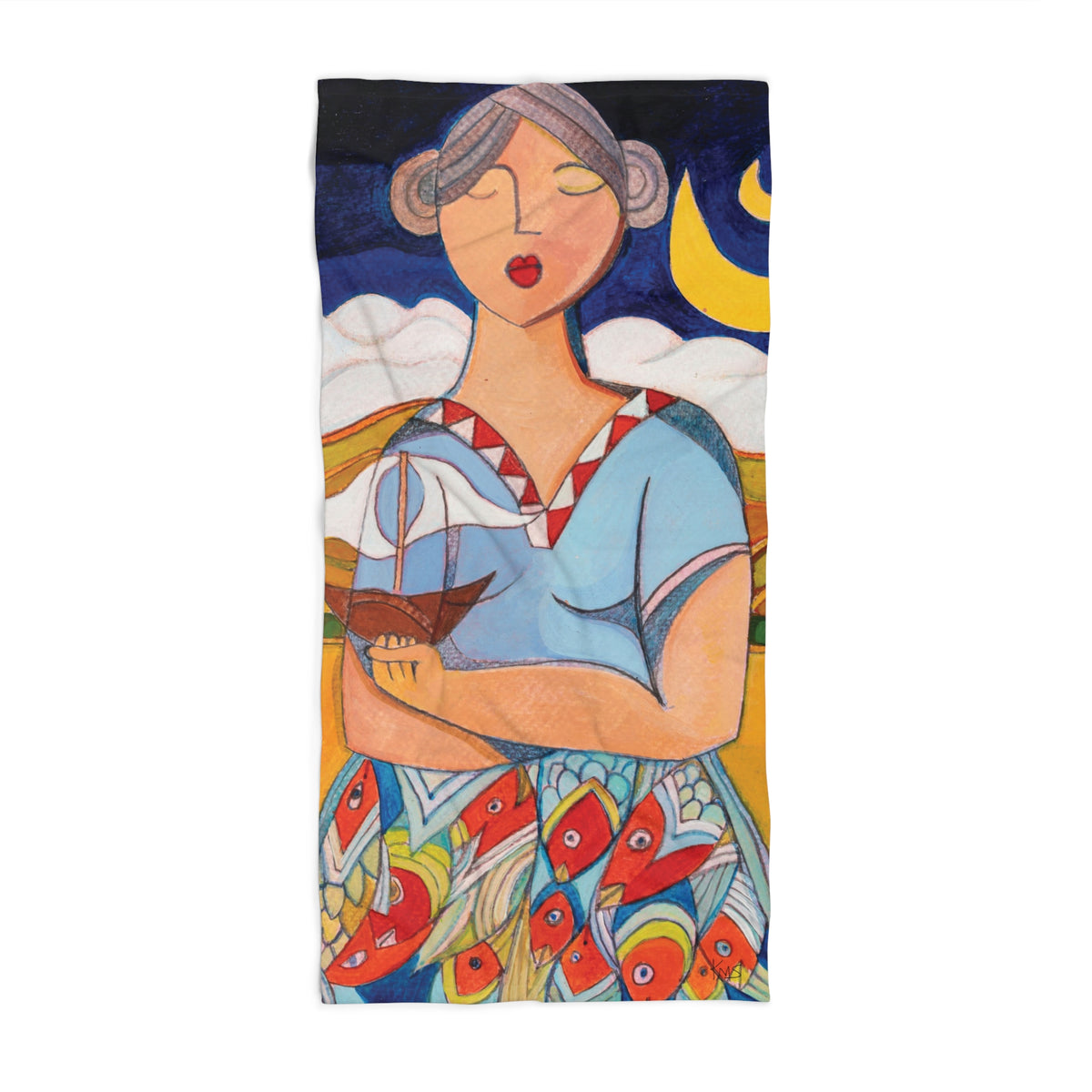 Fisher Woman Beach Towel