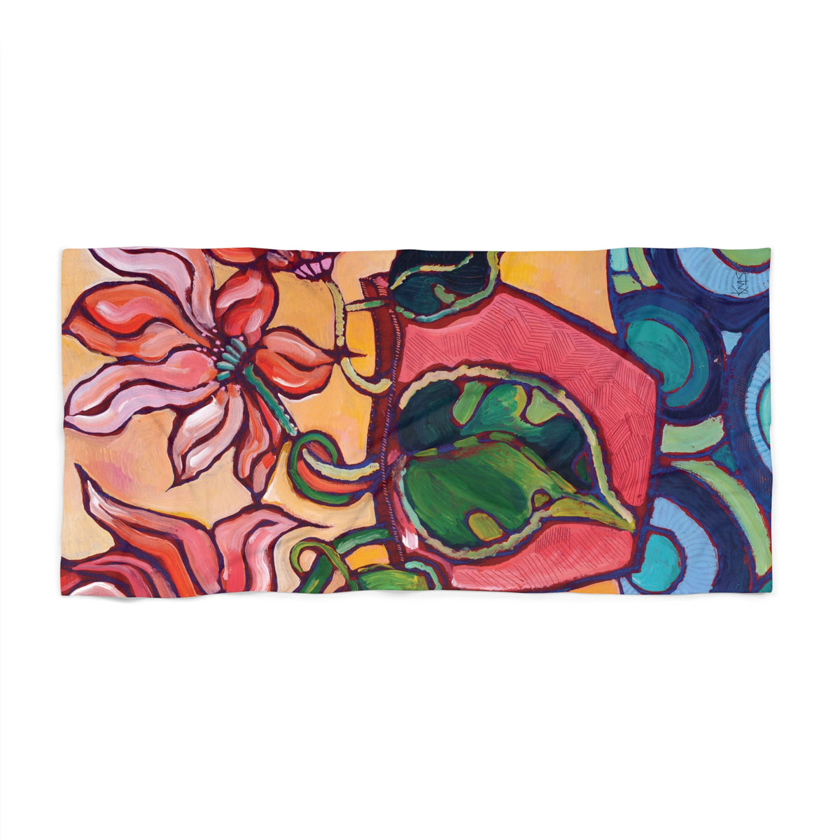 Vibrant Vase Beach Towel