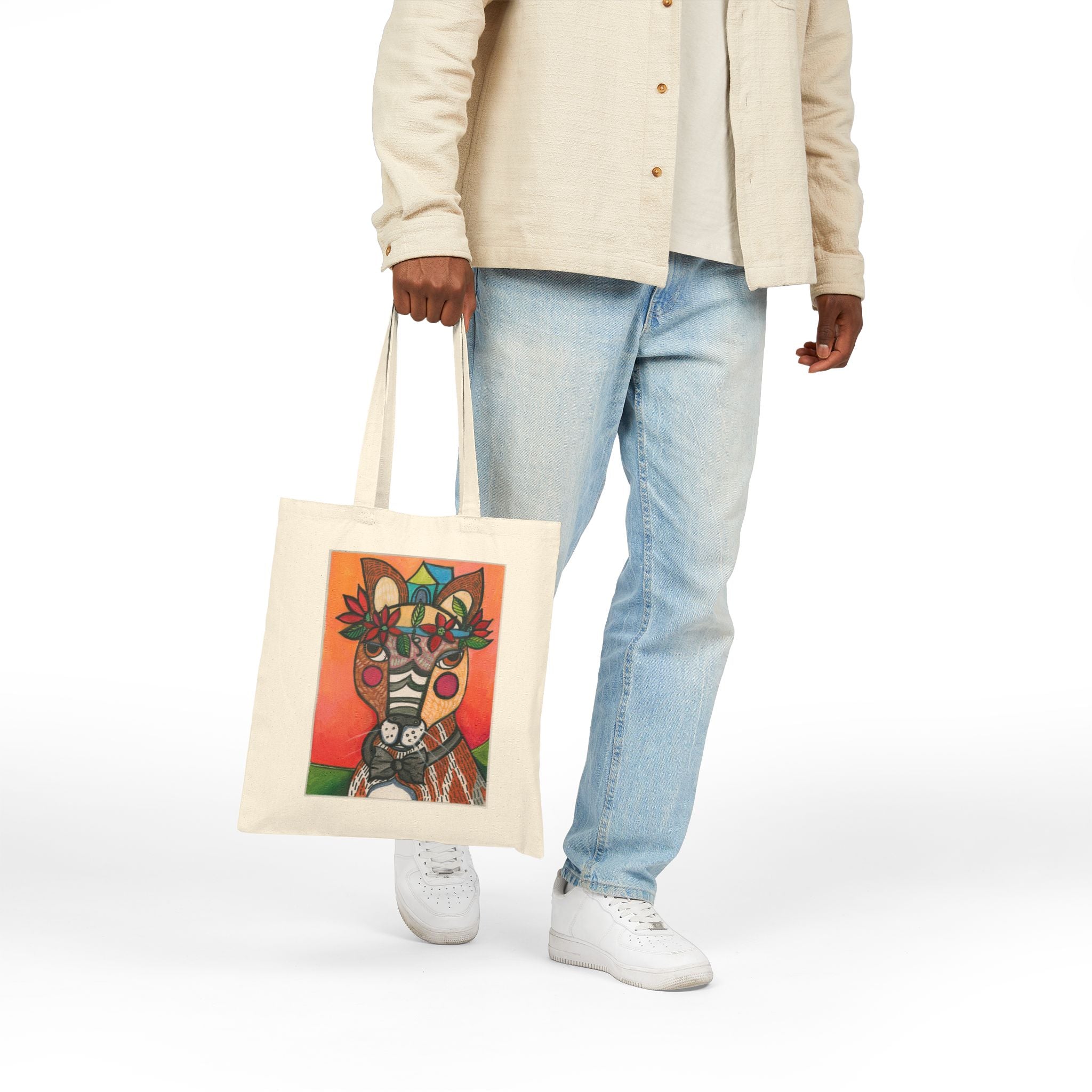 Striped Cat Tote Bag