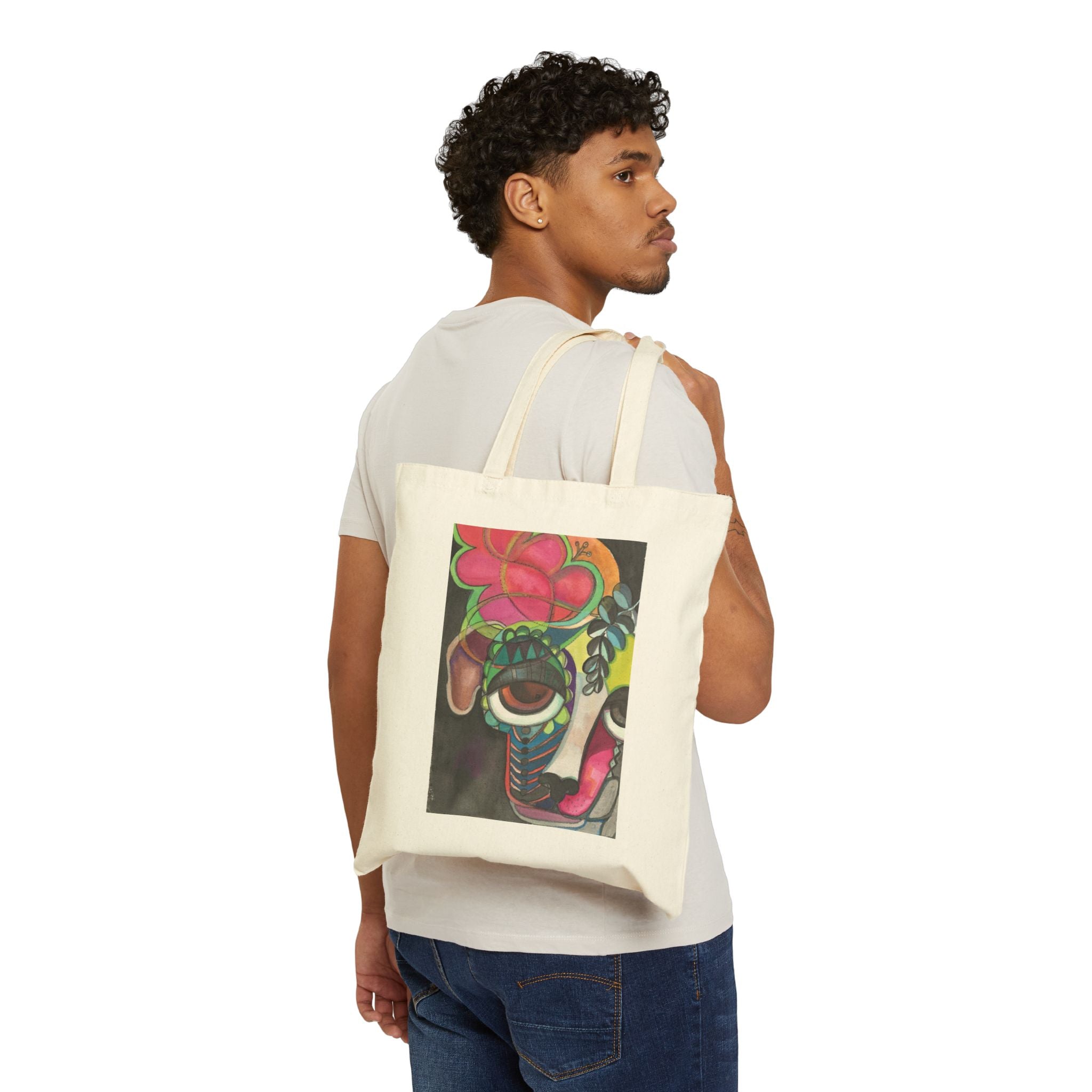 Dog with Flowers Tote Bag